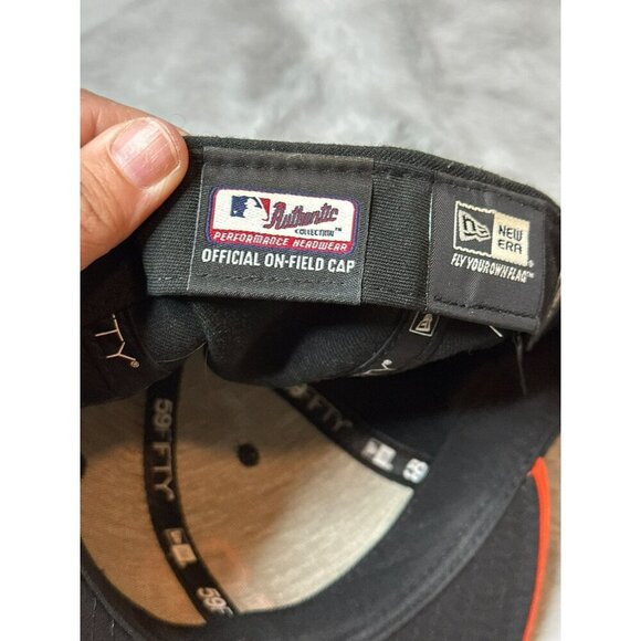 San Francisco Giants MLB Baseball Hat Cap Fitted 7 3/8 New Era Black Orange - Picture 7 of 7